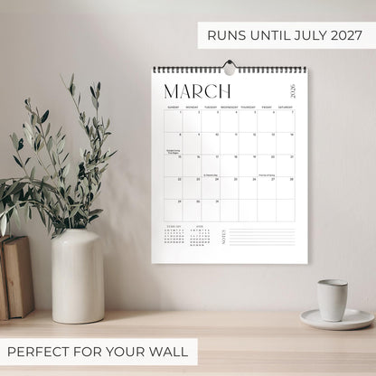 Beautiful 2026 Wall Calendar - Runs from January 2026 until July 2027 - Large 14.5" x 11.5" Office Wall Calendar for Easy Organizing