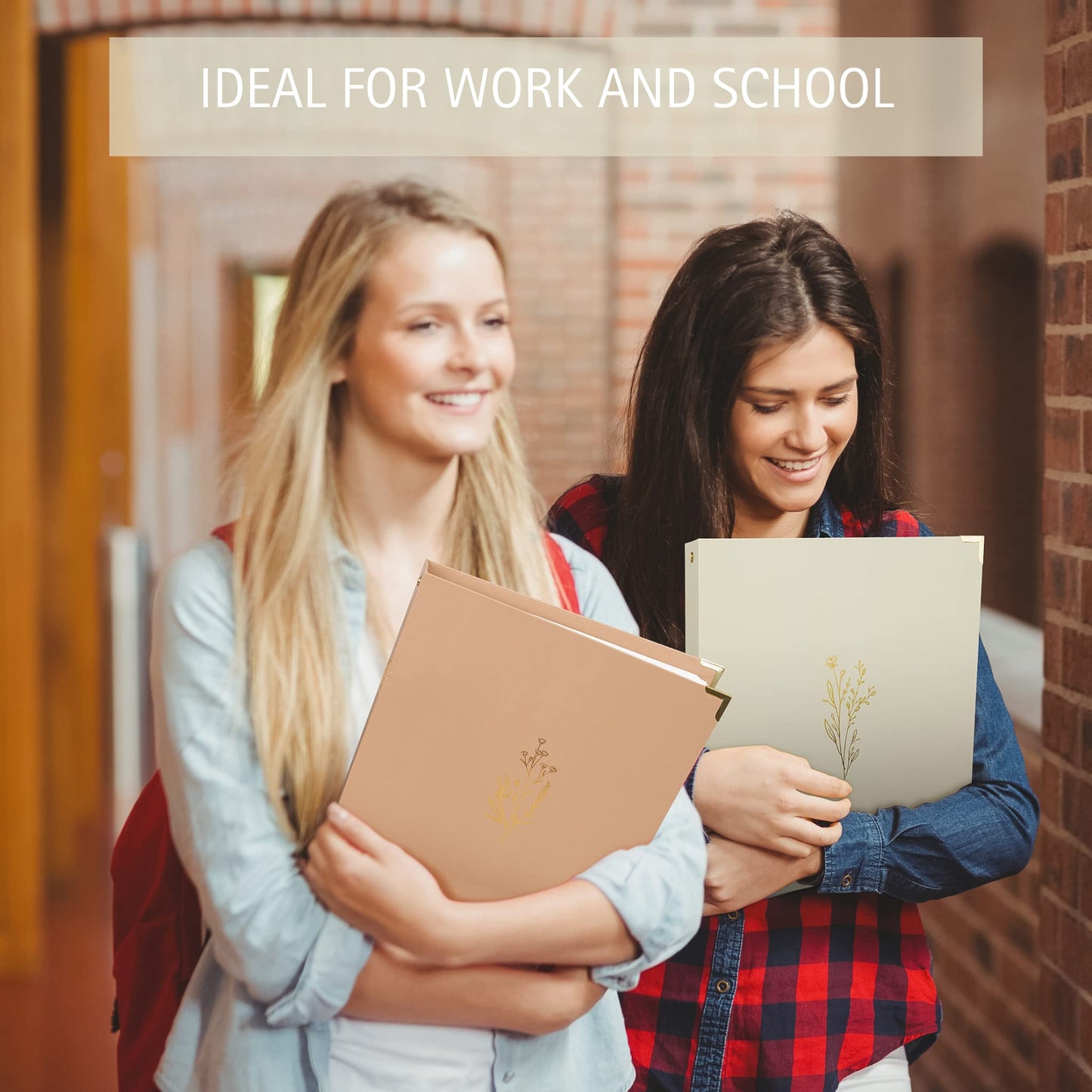 Aesthetic 3 Ring Binder Set of 2 - Sturdy 1 Inch Binder Fits Letter Sized Paper - A Cute Three Ring Holder for Women or Men with Pocket Easily Organizes Your Paperwork for School, Office or Work