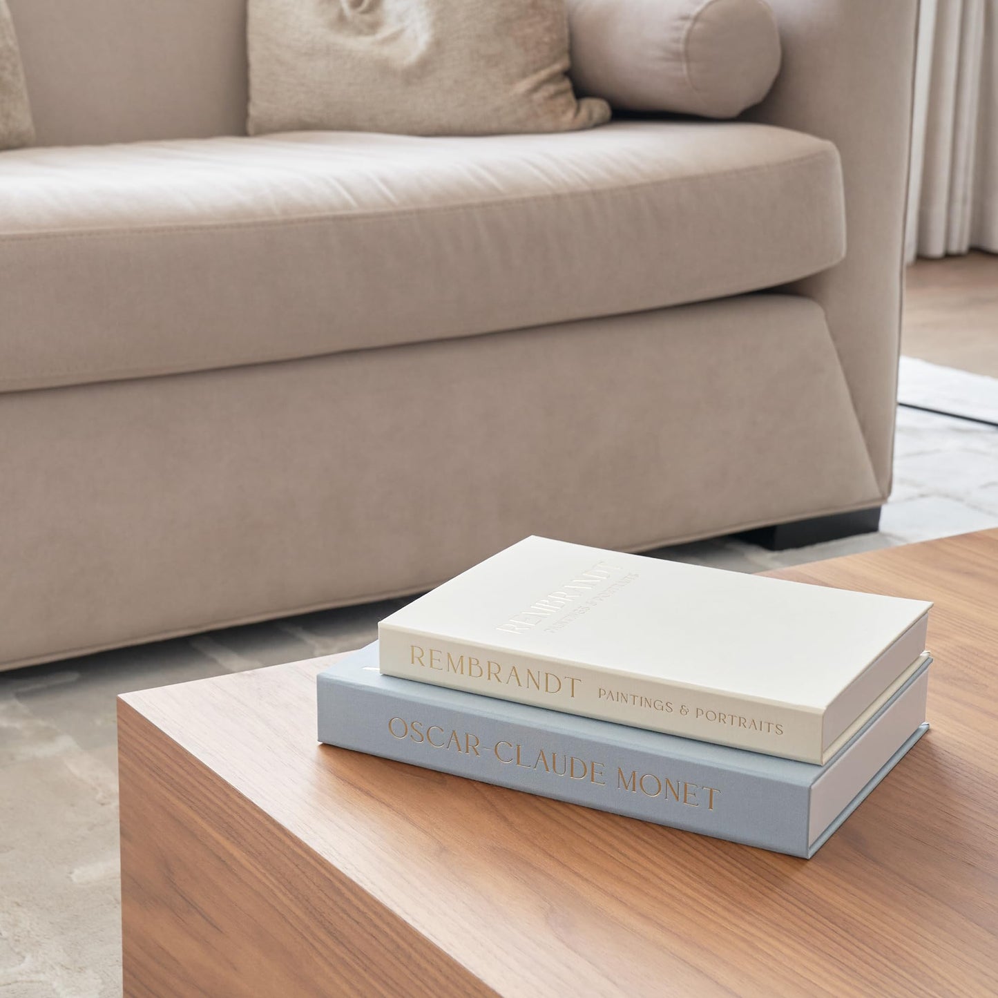 Beautiful Decorative Books - Set of 2 Linen Boxes Enhance Your Coffee Table, Bookshelf or Mantel Decor - Stylish Fake/Faux Books for Modern Home Decoration, Photo Storage and as a Keepsake Box