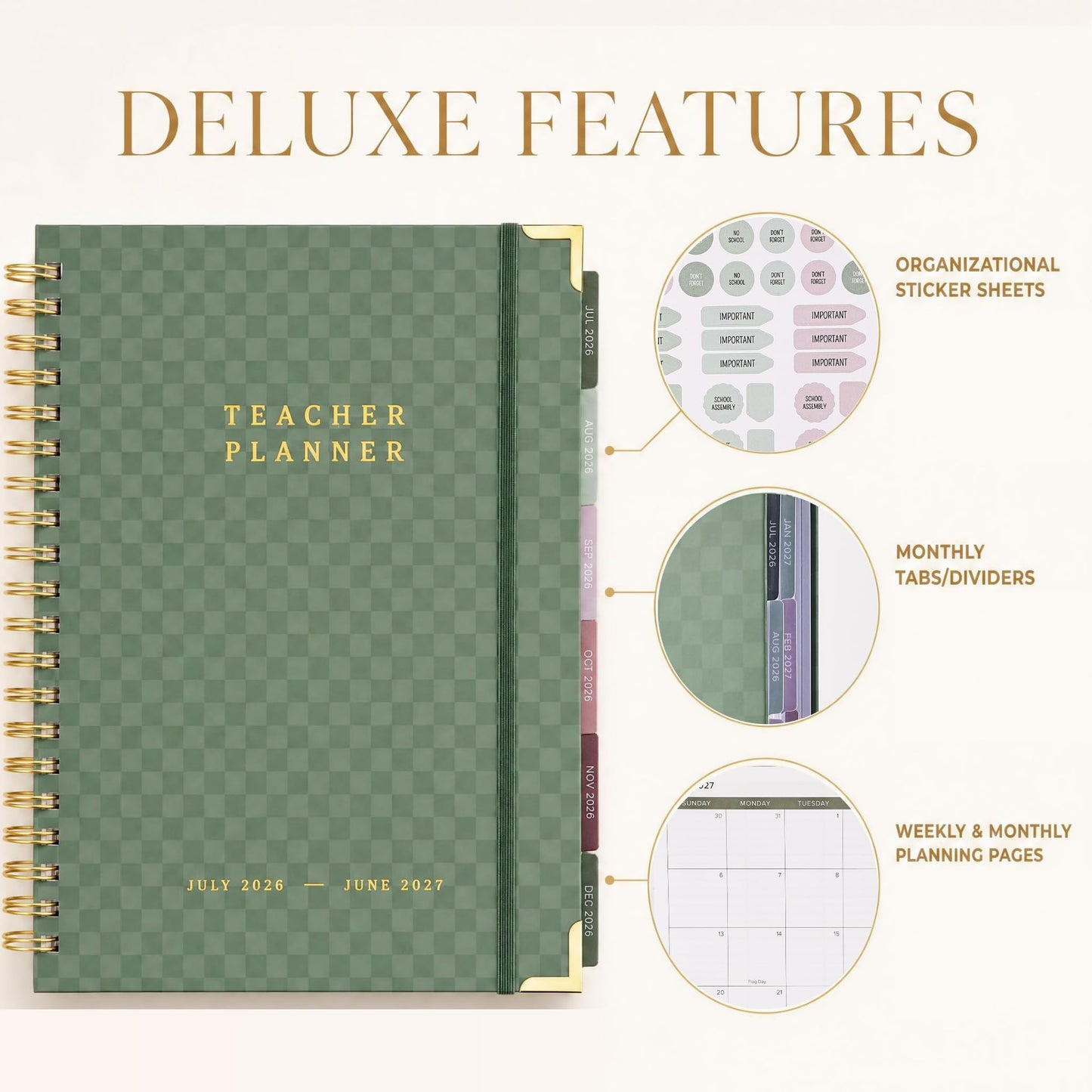 Aesthetic Teacher Planner For The 2026-2027 Academic School Year - Your All Incl. 8.5" x 11" Lesson Plan Book Supplies - Easily Organize Your Daily, Weekly & Monthly Classroom/Homeschool Schedule