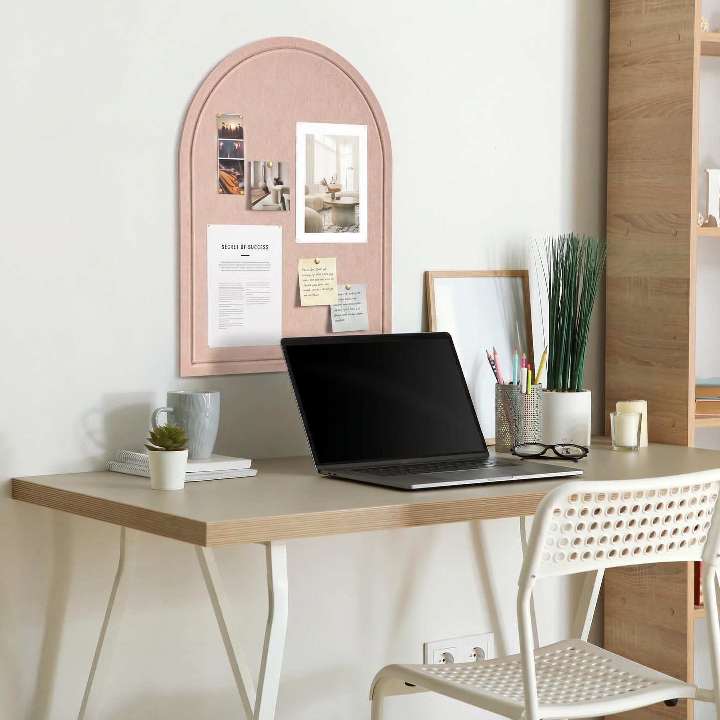 Large Arched Felt Bulletin Board - Stylish Perfectly Sized 21.5" x 17" Cork Board Alternative for Office & Wall Decor – Bulletin Board Set with Pins is Perfect to Display Your Photos