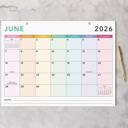 Colorful 2026 Desk Calendar - Runs From January 2026 Until July 2027 - Large Easy to Track Office Desktop/Wall Calendar 16"x12" for Effortless Organizing