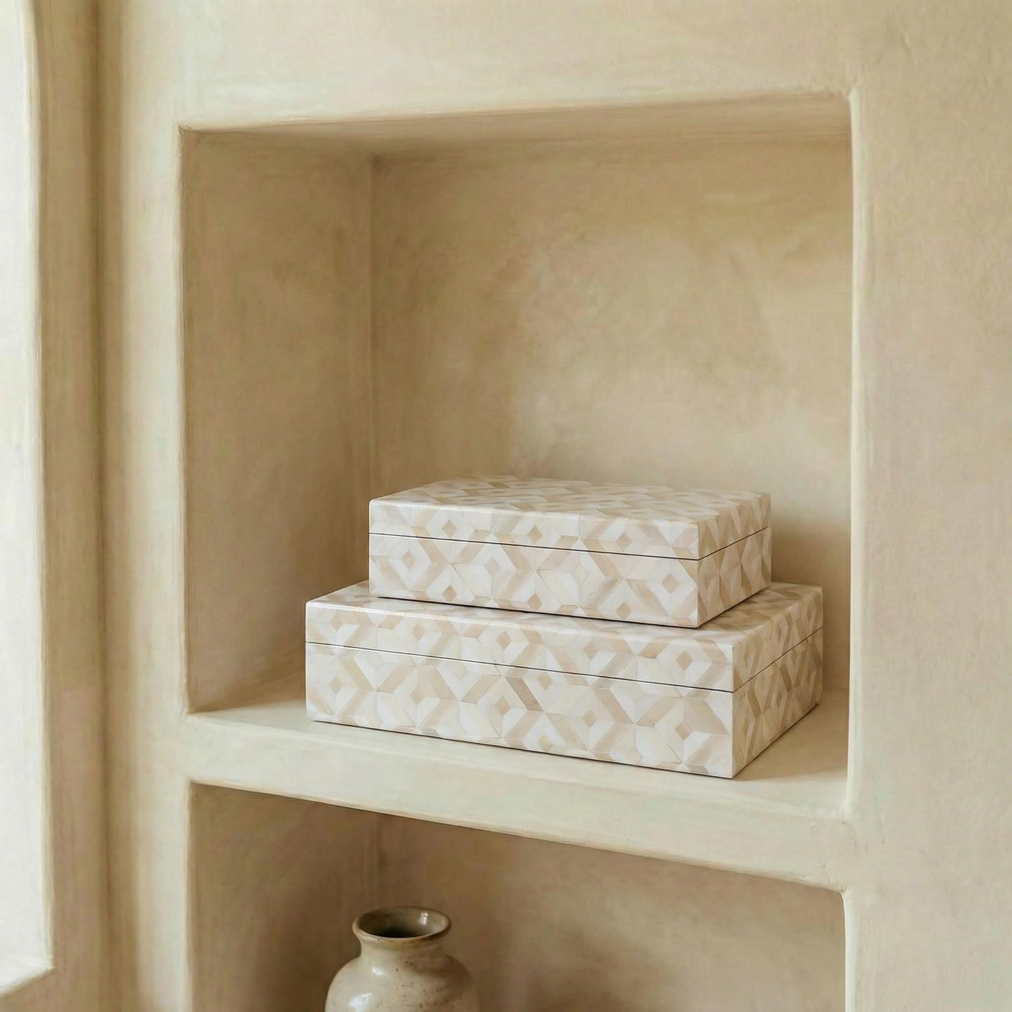 ZICOTO Beautiful Decorative Box Set of 2 - Stylish Decorarive Storage Boxes With Lids Enhance Your Living Room
