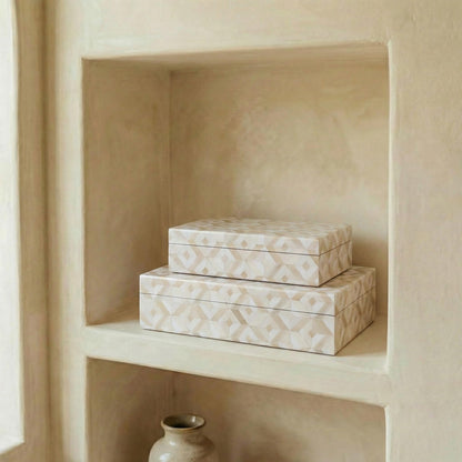 ZICOTO Beautiful Decorative Box Set of 2 - Stylish Decorarive Storage Boxes With Lids Enhance Your Living Room