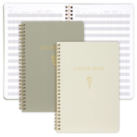 Easy to Use Accounting Ledger Books Set of 2 - Beautiful Expense Tracker Notebook for Your Small Business - The Perfect Personal Finance Checkbook, Income and Expense Log Book