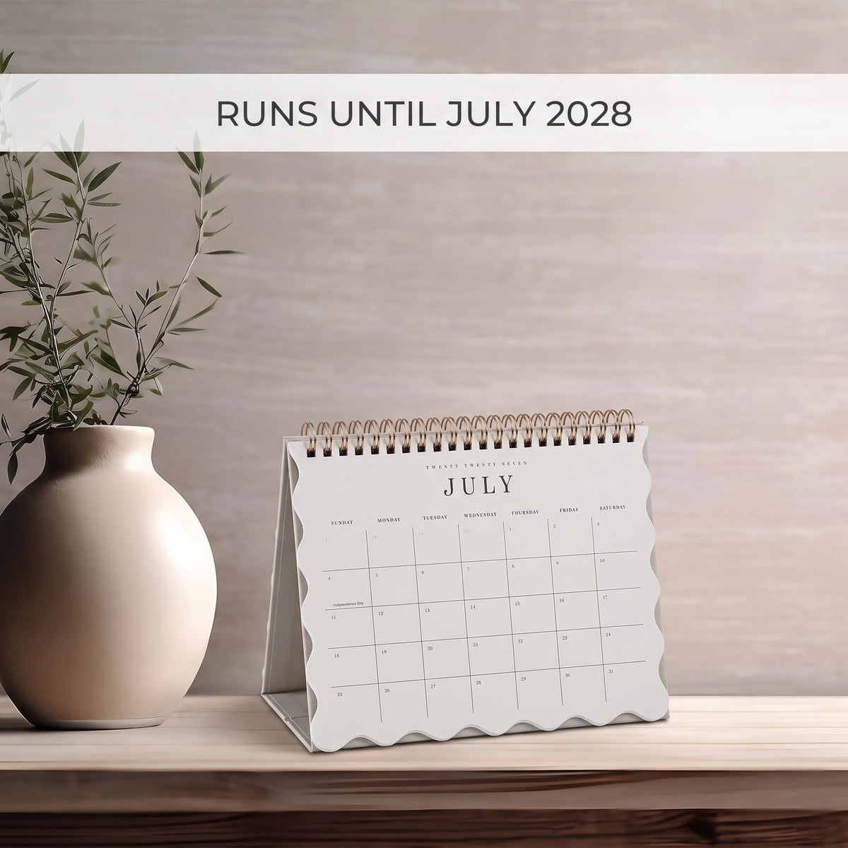 Aesthetic Desk Calendar 2027-2028 - Runs from January 2027 until July 2028
