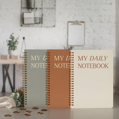 ZICOTO Aesthetic Spiral Notebook Set of 3 For Women - Cute College Ruled 8x6 Journal/Notebook with Large Pockets And Lined Pages - Perfect Supplies to Stay Organized at Work or School