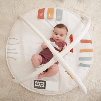 Beautiful Baby Play Gym and Tummy Time Mat - Soft Cotton Mat with 4 Cute Toys & Cards Creates The Perfect Activity Area for Your Girl/Boy - Stylish Infant Floor Playmat for Any Playroom Decor