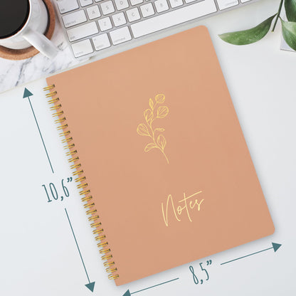 Aesthetic Spiral Notebook Journal For Women - Cute Modern Pink 10.5" x 8.5" College Ruled Notebook With Large Pockets And Lined Pages - Perfect to Stay Organized and Boost Productivity at Work or
