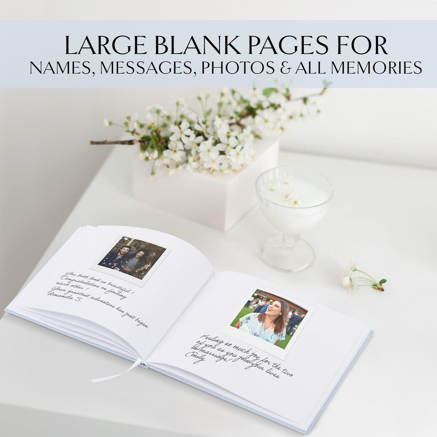 ZICOTO Beautiful Wedding Guest Book for Your Wedding Reception - Simply Elegant Guestbook to Sign in and Add Polaroid Photos - The Perfect Baby Shower Guest Book for The Special Day