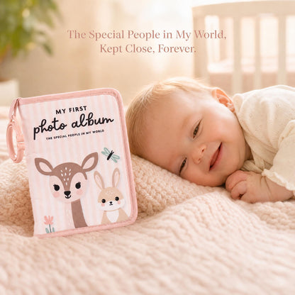 ZICOTO Adorable Baby Photo Albums with Soft Pages for Little Hands to Flip Through - First Photo Album for Baby to Recognize Family Members - Precious Baby Photo Book for Newborn & Baby Shower