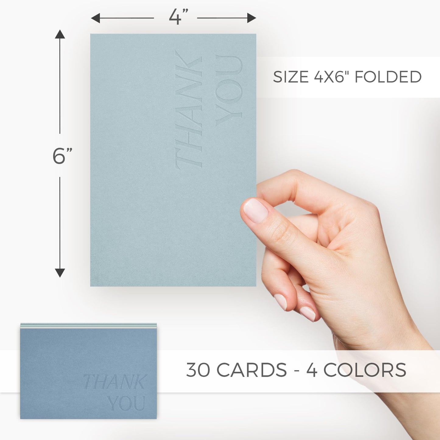 Beautiful Thank You Cards Set of 30 With Envelopes and Stickers - Elegant Blank Cards For Personalized Notes - Perfect Bulk Stationary Set For All Occasions incl. Weddings, Business & Baby Showers