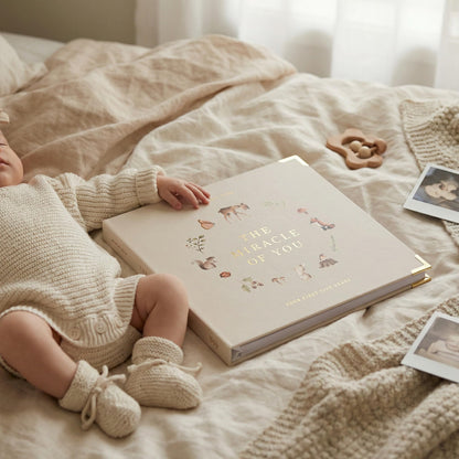 Keepsake Baby Memory Book for Boys and Girls – Timeless First 5 Year Baby Book – Neutral Journal Scrapbook or Photo Album - Record a Milestone for Every Event from Birth to Age 5