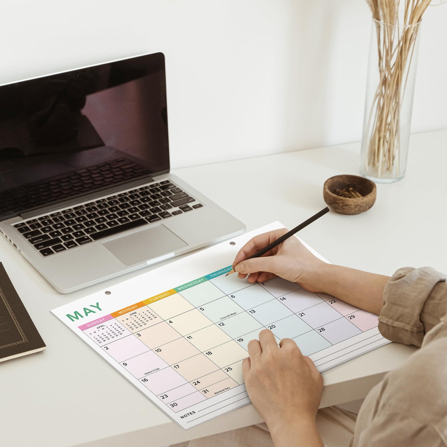 Colorful 2026 Desk Calendar - Runs From January 2026 Until July 2027 - Large Easy to Track Office Desktop/Wall Calendar 16"x12" for Effortless Organizing