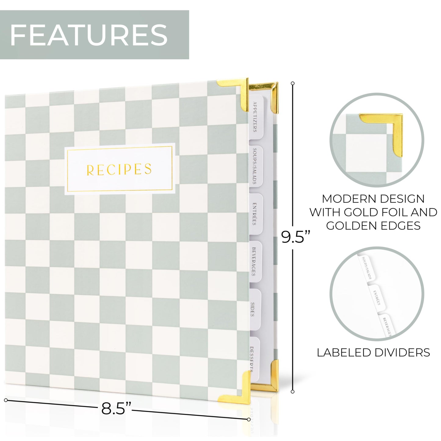 Aesthetic Recipe Binder with Waterproof Cover - The Perfect Recipe Book with Plastic Sleeves to Write in Your Own Recipes - Quality Blank Cookbook Binder, Cards incl.