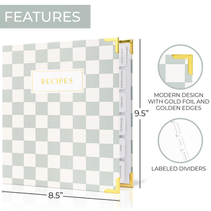 Aesthetic Recipe Binder with Waterproof Cover - The Perfect Recipe Book with Plastic Sleeves to Write in Your Own Recipes - Quality Blank Cookbook Binder, Cards incl.