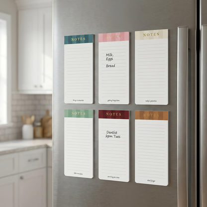Beautiful Magnetic Notepads for Fridge - Set Of 6 Modern Note Pads with Lined Pages to Easily Write Notes & Make Grocery/Shopping Lists - Cute To Do List Pad w/ Strong Magnets for Your Refrigerator