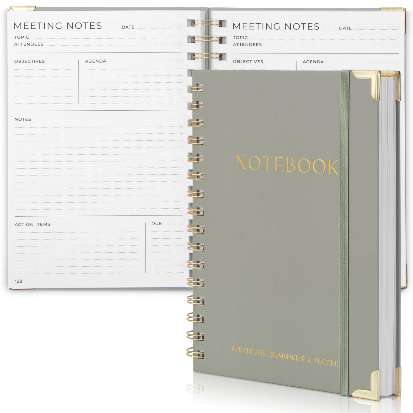 Beautiful Thick Meeting Notebook For Work - Perfect To Keep Track Of +200 Meetings - Stylish And Effective Office Planner Supplies for Women & Men to Organize All Your Agendas Or Business Projects