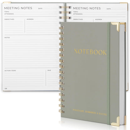 Beautiful Thick Meeting Notebook For Work - Perfect To Keep Track Of +200 Meetings - Stylish And Effective Office Planner Supplies for Women & Men to Organize All Your Agendas Or Business Projects