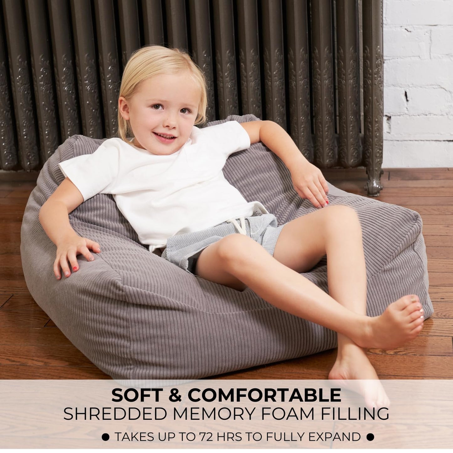 Soft Memory Foam Bean Bag Chair for Toddlers - Fits Any Nursery or Living Room
