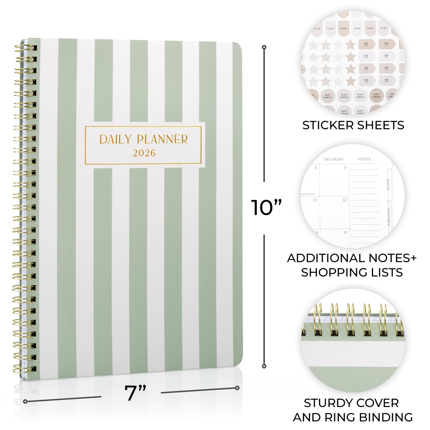 Beautiful 2026 Daily Planner - 7" x 10" Planner for Women or Men with Weekly & Monthly Spreads for Easy Planning - Beautiful Calendar Book to Organize Tasks and Boost Productivity