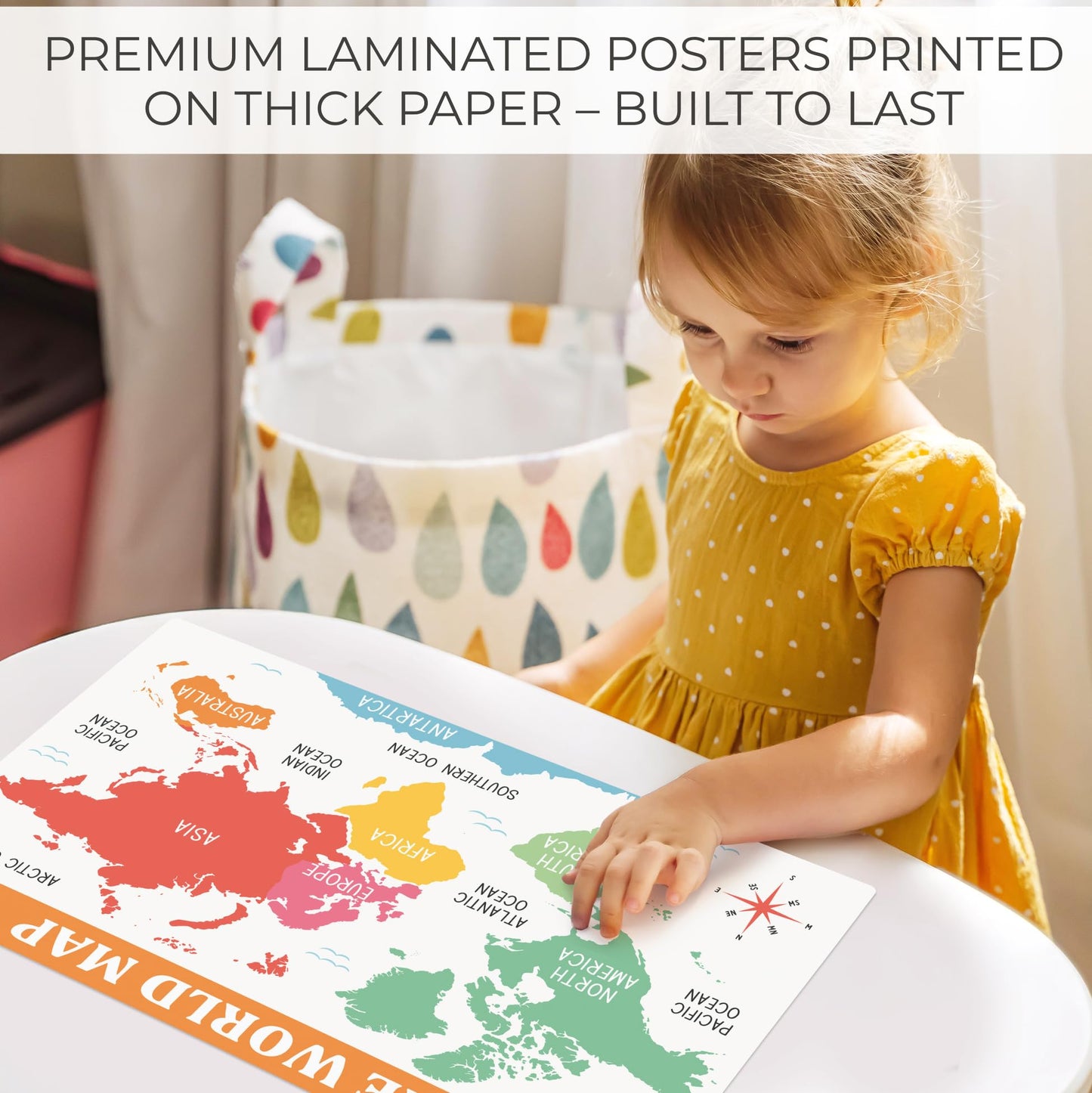 Fun Educational Posters for Toddlers 1-3 - Set of 16 Easy to Read Learning Posters for Classroom & Homeschool Decor - Essential Preschool/Kindergarten Kids Room Wall Charts incl. ABC & Number Chart