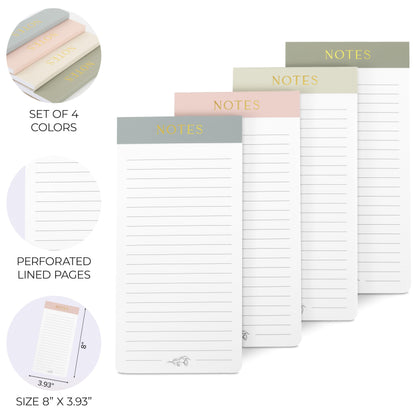 Beautiful Magnetic Notepads for Fridge - Set Of 4 Modern Note Pads With Lined Pages to Easily Write Notes & Make Grocery/Shopping Lists - The Perfect To Do Pad w/ Strong Magnets for Your Refrigerator