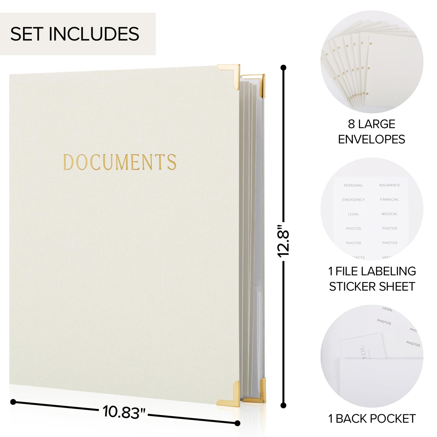 Aesthetic Document Organizer - Linen Cover Life and Family Emergency Binder - Perfect Files Organizer for Your Important Documents, Birth Certificates, Passports, Social Security Cards, Photo