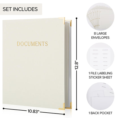 Aesthetic Document Organizer - Linen Cover Life and Family Emergency Binder - Perfect Files Organizer for Your Important Documents, Birth Certificates, Passports, Social Security Cards, Photo