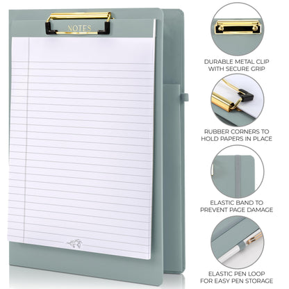 Aesthetic Clipboard Folio with Refillable Lined Notepad & Interior Pocket - Cute Padfolio/Legal Pad Holder for Women - Easily Organize Notes at Work, School, or Home