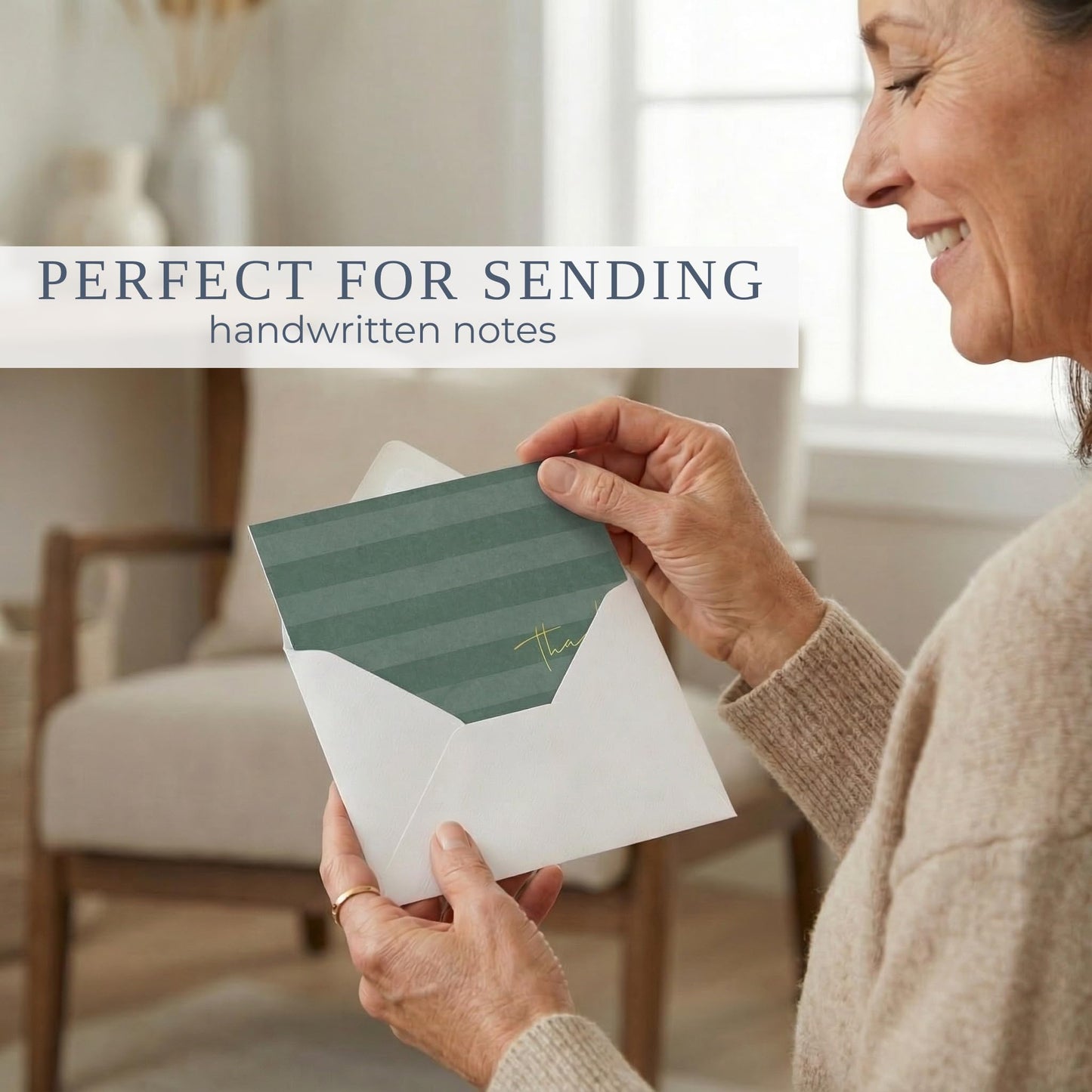 Beautiful Striped Thank You Cards Set of 30 With Envelopes and Stickers - Elegant Blank Cards For Personalized Notes - Perfect Bulk Stationary Set For All Occasions incl. Weddings, Business & Baby Showers