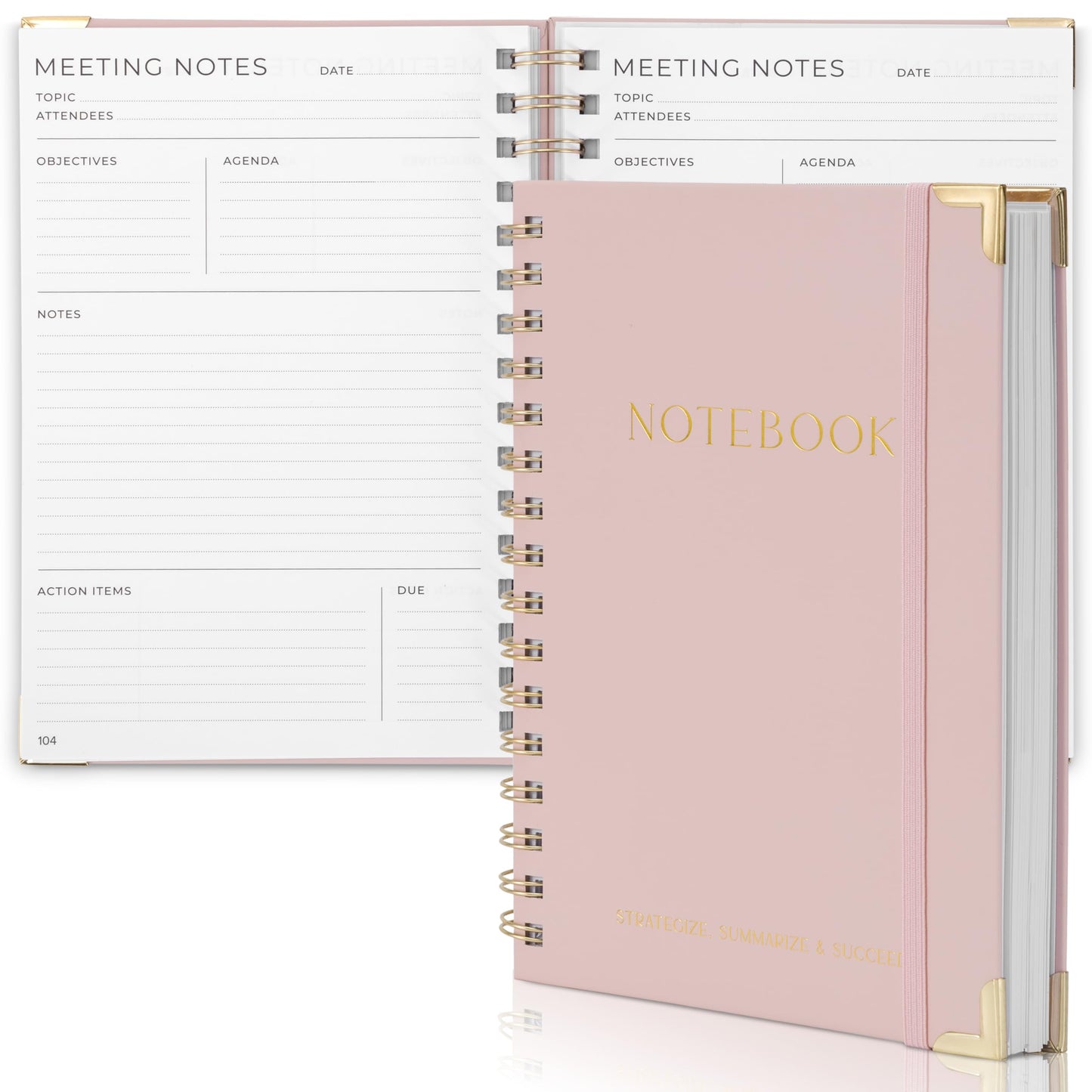 Beautiful Thick Meeting Notebook For Work - Perfect To Keep Track Of +200 Meetings - Stylish And Effective Office Planner Supplies for Women & Men to Organize All Your Agendas Or Business Projects