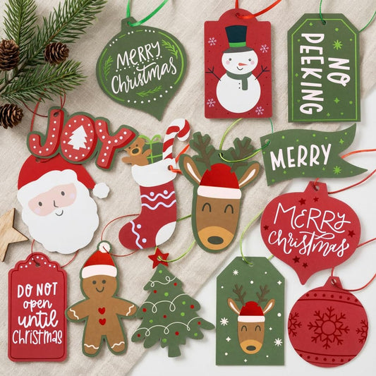 Beautiful Christmas Gift Tags - 60 Quality Paper Labels with Rope for Personalizing Your Holiday Presents - Spread Joy and Cheer with These Festive Christmas Name Tags