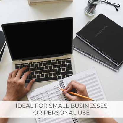 Set of 2 Easy to Use Accounting Ledger Books - Expense Tracker Notebook for Your Small Business - The Perfect Personal Finance Checkbook, Income and Expense Log Book