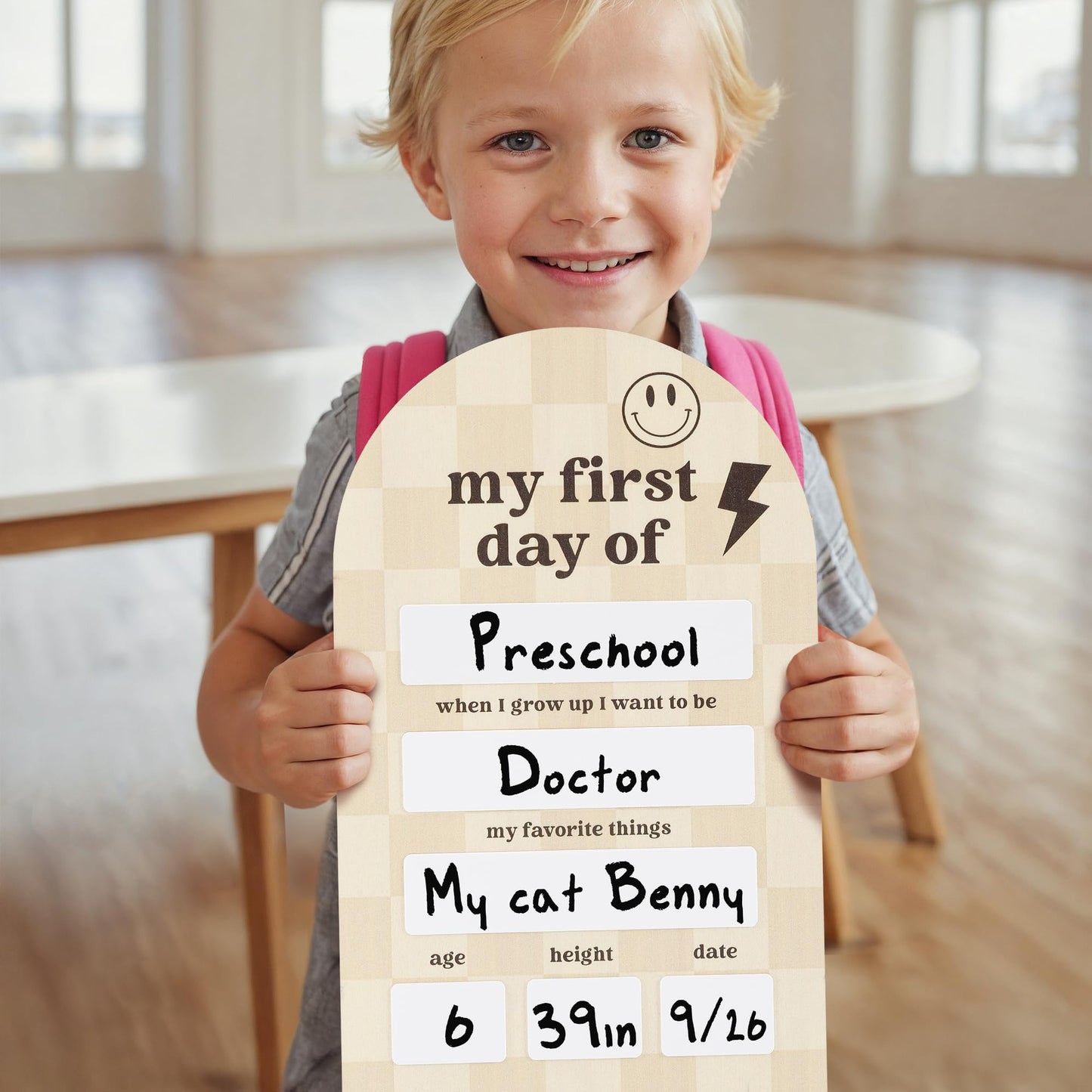Beautiful Wooden First and Last Day of School Board Sign - Modern and Large Back to School Sign for Lasting Memories - Perfect Wooden Dry-Erase Photo Prop for Kindergarten