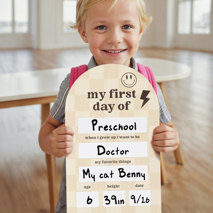 Beautiful Wooden First and Last Day of School Board Sign - Modern and Large Back to School Sign for Lasting Memories - Perfect Wooden Dry-Erase Photo Prop for Kindergarten