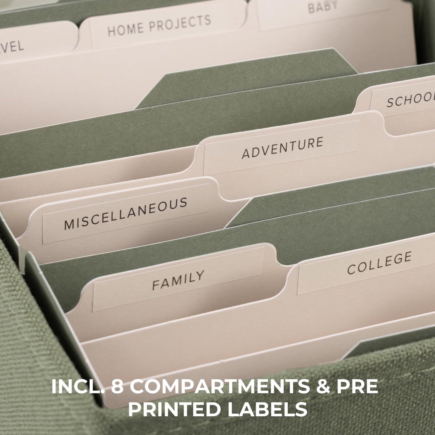 ZICOTO Decorative Photo Storage Box - Sturdy Linen Photo Organizer with Dividers is Perfect to Store Up to 1700 Pictures and 5x7 Photos - Portable Scrapbook Storage Containers with Lid