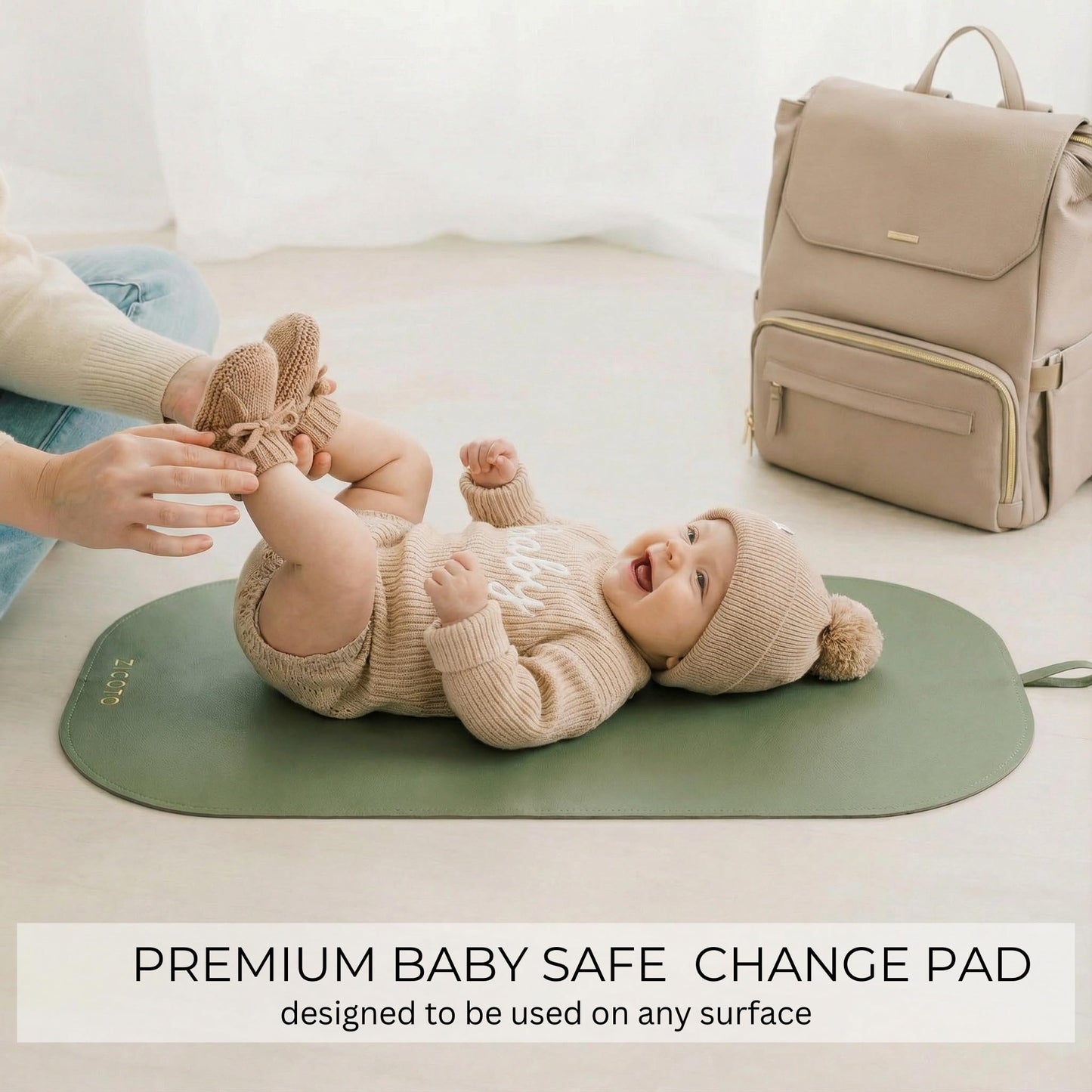Beautiful Portable Baby Changing Pad - Wipeable and Easy to Clean Diaper Changing Mat - The Perfect Waterproof Vegan Leather Pad for Traveling