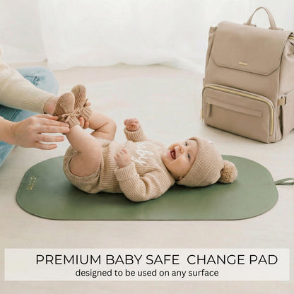 Beautiful Portable Baby Changing Pad - Wipeable and Easy to Clean Diaper Changing Mat - The Perfect Waterproof Vegan Leather Pad for Traveling
