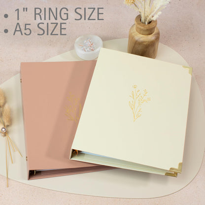 Aesthetic 6 Ring A5 Binder Set of 2 - The Perfect Small 0.75 Inch Planner Binder for Journaling or Collections - Refillable Notebook Holder with Pocket