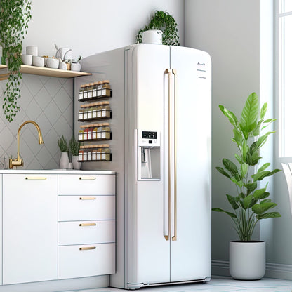 ZICOTO Magnetic Spice Racks for Your Refrigerator - 4 Space Saving Shelves Safely Hold Up to 24 Jars with Extra Strong Magnets - The Perfect Seasoning Storage Organizer For The Fridge