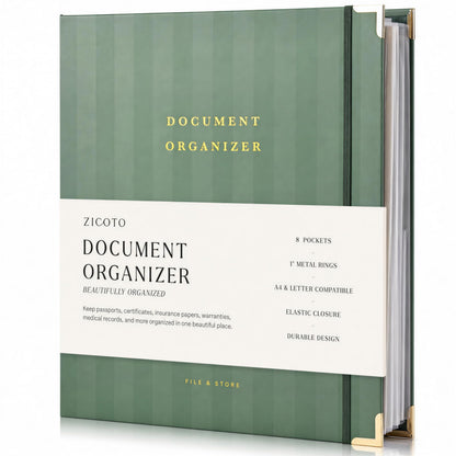 Aesthetic Document Organizer - Sturdy Striped 3-Ring Binder for Files