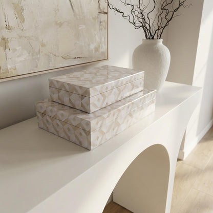 ZICOTO Beautiful Decorative Box Set of 2 - Stylish Decorarive Storage Boxes With Lids Enhance Your Living Room