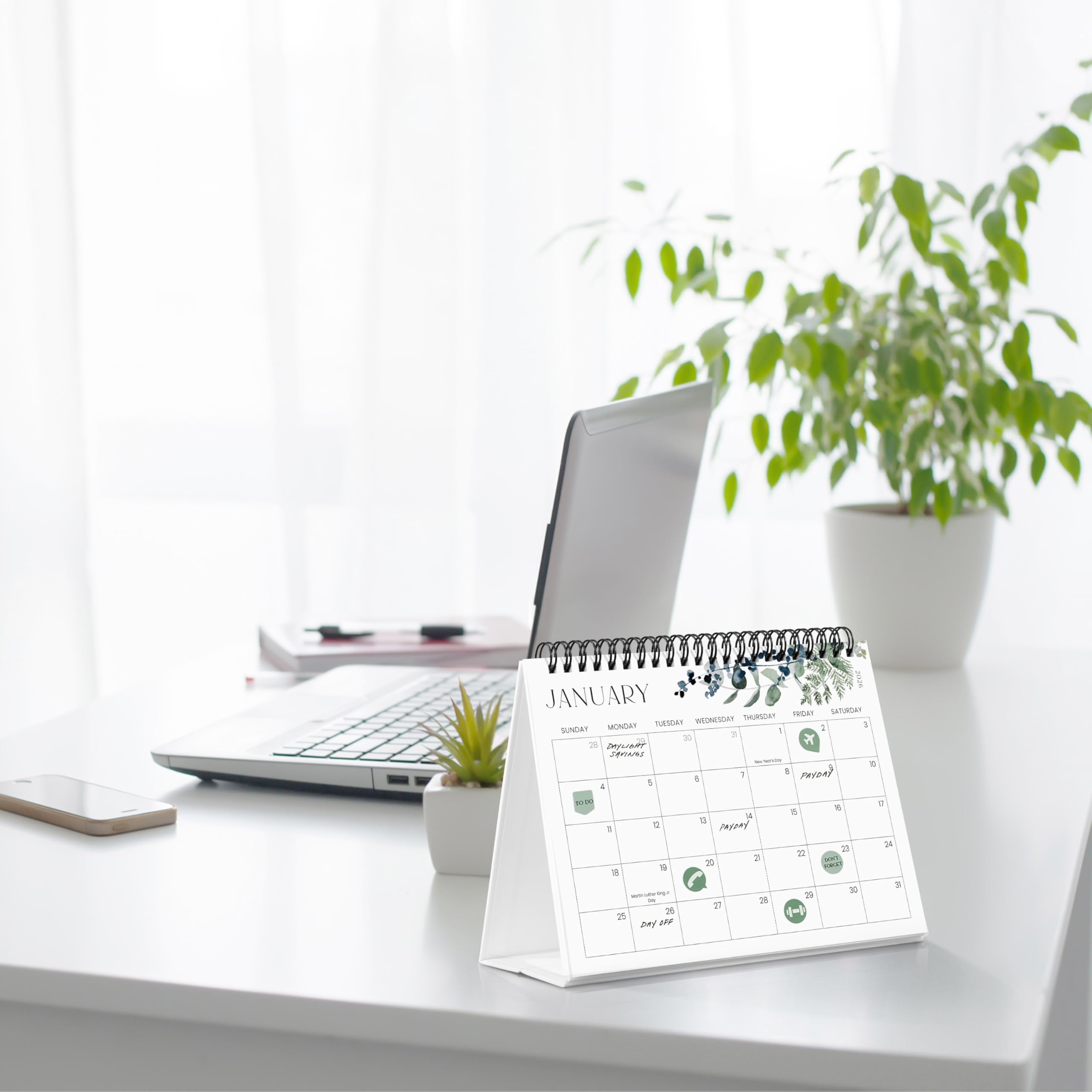 Aesthetic Desk Calendar 2026-2027 - Runs from January 2026 until