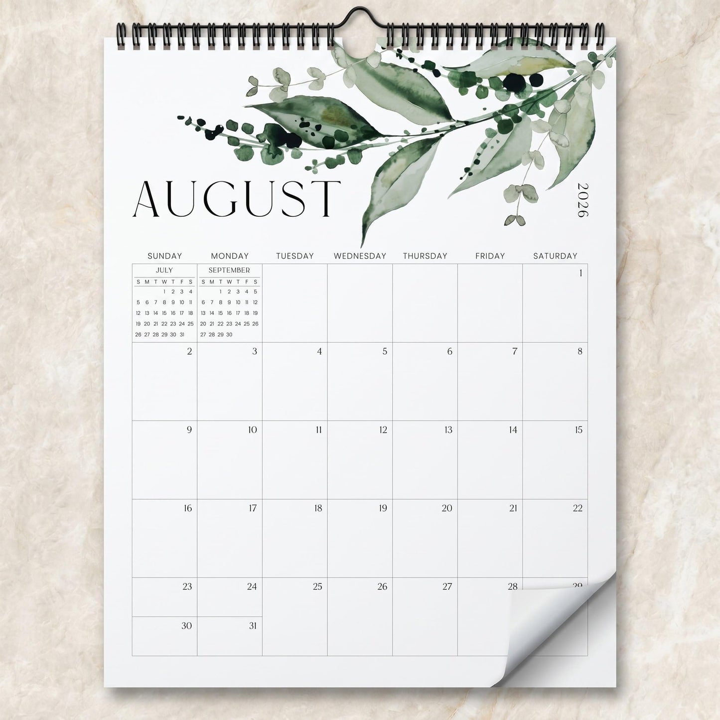 Aesthetic 2026-2027 Wall Calendar - Runs from June 2026 Until December 2027 - The Perfect Modern Greenery Calendar Planner for Easy Organizing
