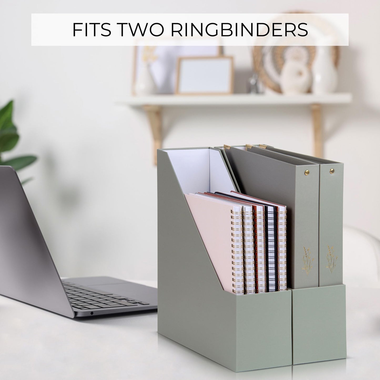 Aesthetic 3 Ring Binder Set of 2 and Beautiful Magazine Holder Set of 3 Bundle - Easily Organizes Your Paperwork for School, Office or Work