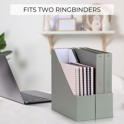 Aesthetic 3 Ring Binder Set of 2 and Beautiful Magazine Holder Set of 3 Bundle - Easily Organizes Your Paperwork for School, Office or Work