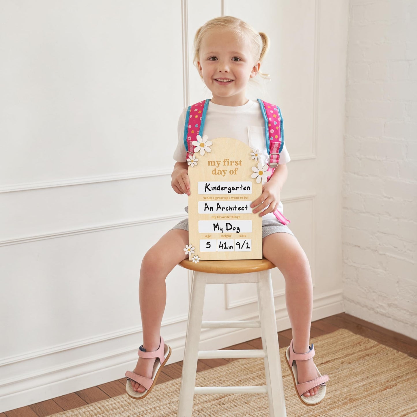 Beautiful Wooden First and Last Day of School Board Sign - Modern and Large Back to School Sign for Lasting Memories - Perfect Wooden Dry-Erase Photo Prop for Kindergarten