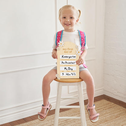 Beautiful Wooden First and Last Day of School Board Sign - Modern and Large Back to School Sign for Lasting Memories - Perfect Wooden Dry-Erase Photo Prop for Kindergarten