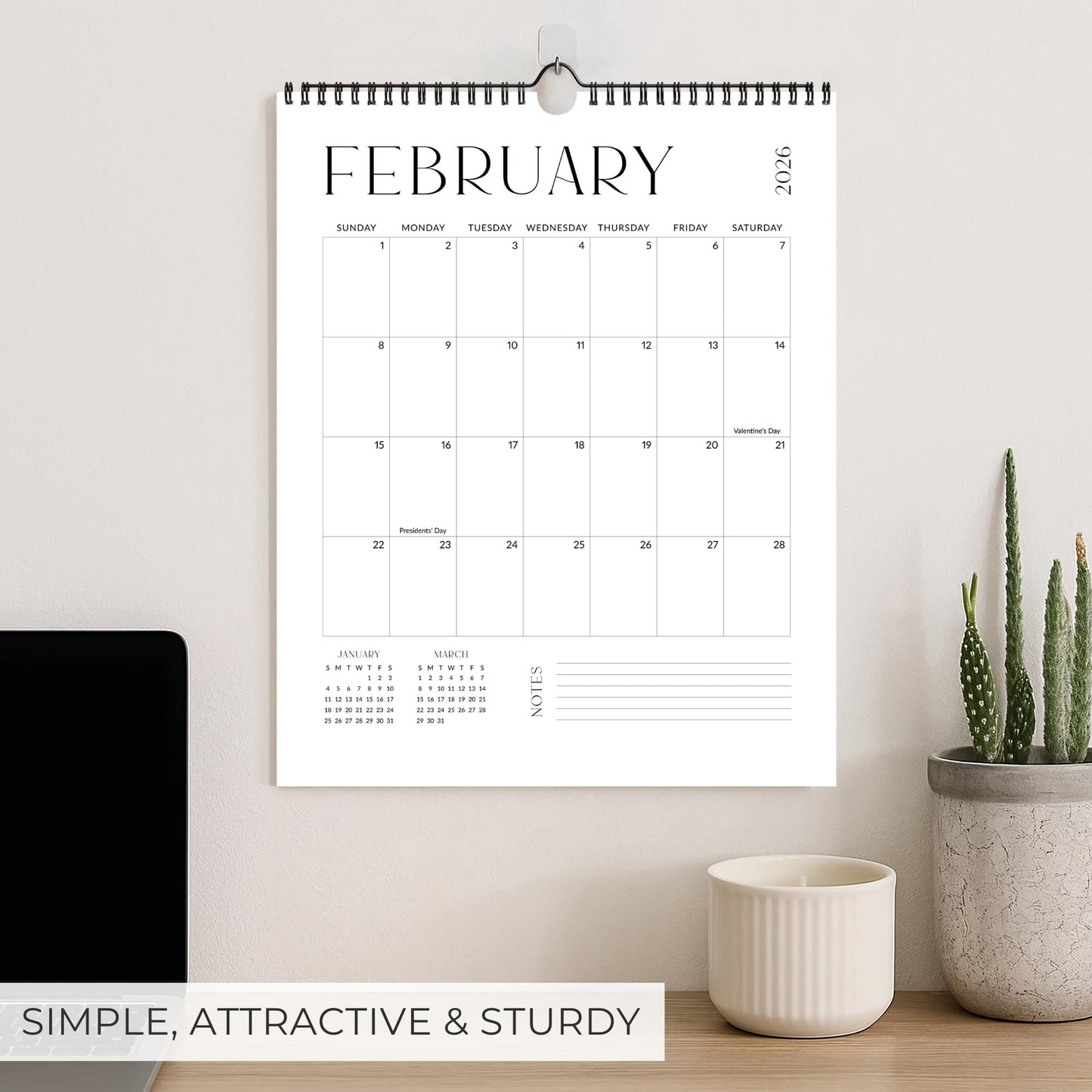 Beautiful 2026 Wall Calendar - Runs from January 2026 until July 2027 - Large 14.5" x 11.5" Office Wall Calendar for Easy Organizing